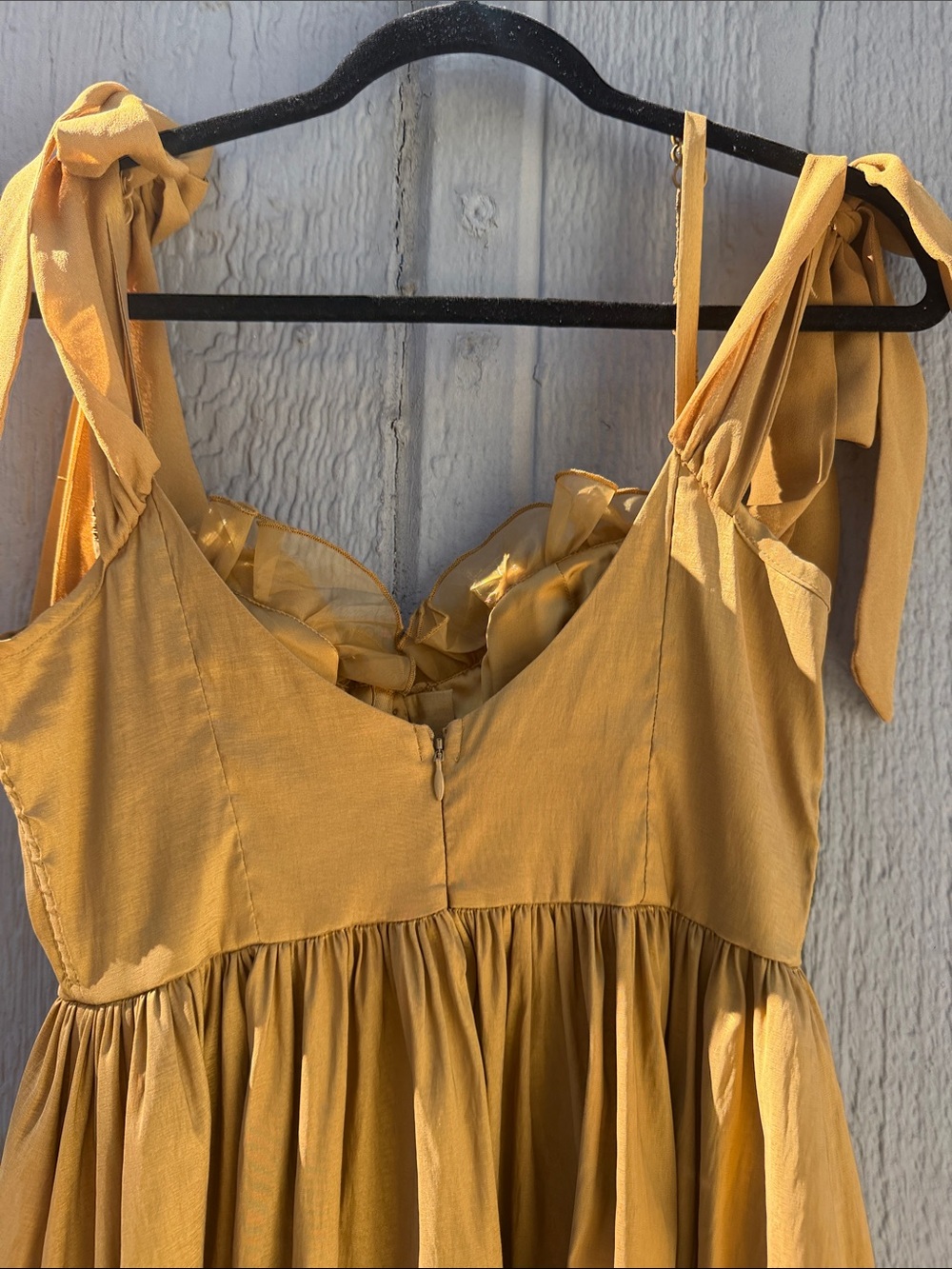 For Love and Lemons Yellow Tie-Strap Midi Dress Size: M - Picture 9 of 9